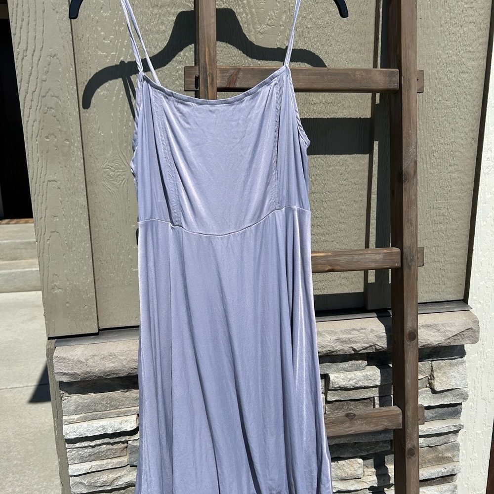 By Anthropologie Adjustable Strap Silver Periwinkle Slip Dress Large